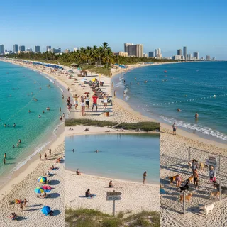 Miami’s beaches offer diverse options for families, swimmers, and pets with sunny skies.