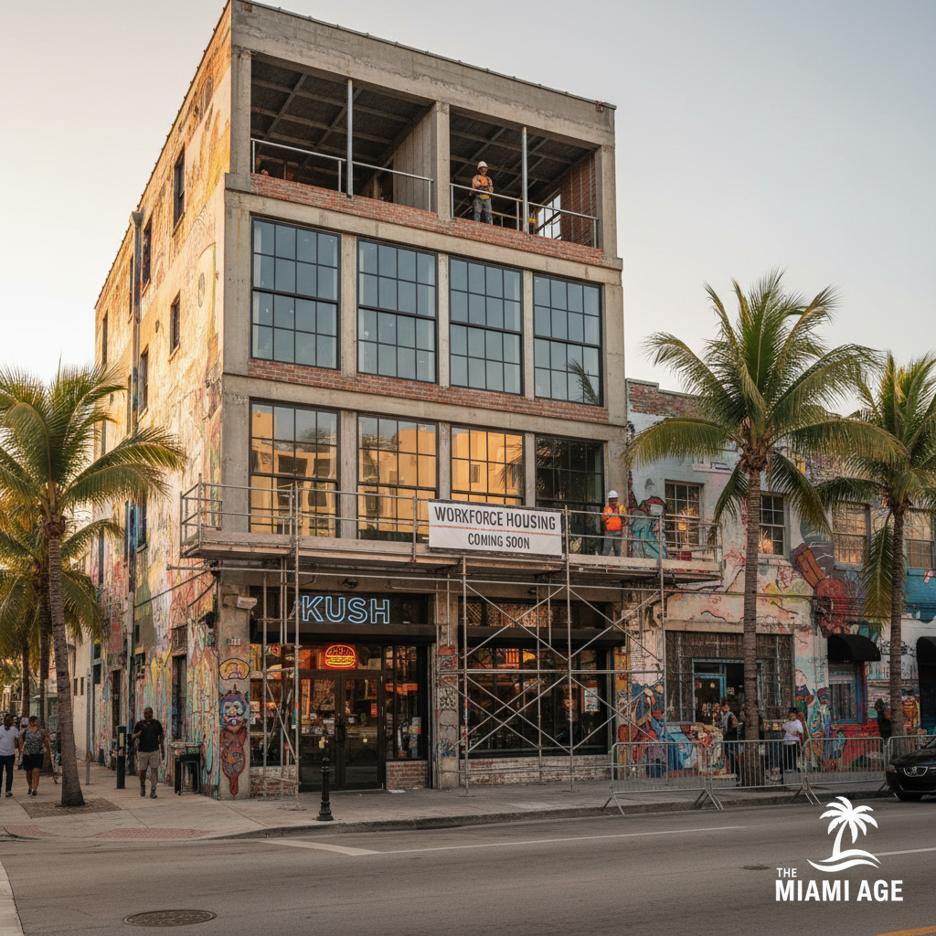 Mat Kuscher's Wynwood restaurant with micro-apartments being built above it for employees.